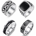 4-piece vintage titanium steel ring set with Celtic knots and retro engraved patterns - US 6 / Four-Piece Set