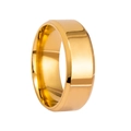 Polished gold titanium steel minimalist wide band ring with mirrored surface and beveled edge - US 6 / Gold