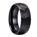 Bague noire minimaliste de 8mm avec texture martelée et intérieur poli lisse - US 6 / 8mm / Noir