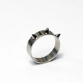 Close-up of hip hop style stainless steel ring with three sharp conical spikes - US 6 / Silver