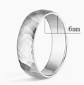 Bague minimaliste de 6mm en acier inoxydable martelé avec intérieur poli - US 6 / 6mm / Argent