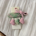 Haarklammer-Set mit rosa und grüner Karo-Schleife und Herzanhängern für Damen - Rosa Herz Schleifen Spangen