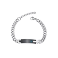 Dettaglio del bracciale in acciaio inossidabile da uomo con piastra nera e zircone blu - Stile Uomo