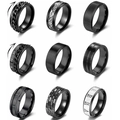 9-piece set of black stainless steel spinner rings for stress relief and anxiety reduction - US 6 / Black
