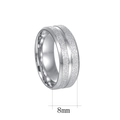 Macro view of 8mm silver ring showing matte finish and double groove design details - US 6 / Silver
