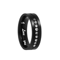 Anillo de acero de titanio negro mate con circonitas y grabado I Love You interior - US 6 / Negro con diamantes