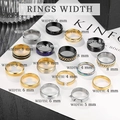 Comparison showing 4mm to 8mm width options for multi-style stainless steel ring set - US 6 / Multicolor