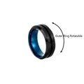 Herren Drehbarer Edelstahlring mit schwarzem Bürstenfinish und blauem Innenband - US 5 / Schwarz und Blau