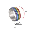 Regenboog spinner ring 8mm roestvrij staal draaibare anti-stress ring uniseks - US 6 / Regenboog