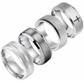 Ensemble de bagues pour hommes en acier titane argenté avec finitions brossées - US 7 / Parure de Bijoux en Argent