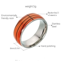 8mm stainless steel basketball sports ring with textured resin inlay for fans - US 6 / Basketball