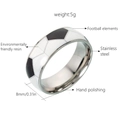 8mm stainless steel ring with black and white football pattern in eco-resin - US 6 / Football