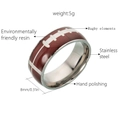 8mm rugby ball style stainless steel ring with brown resin inlay and silver edges - US 6 / Rugby Ball