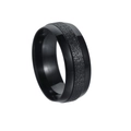 Close-up of 8mm black stainless steel ring with a matte sandblast finish and polished edges - US 6 / Black