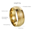 8mm gold stainless steel ring with frosted center and polished edges for men and women - US 6 / Gold