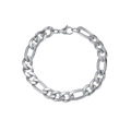 Classic silver Figaro chain bracelet in stainless steel with a secure lobster clasp - Silver