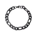 Matte black stainless steel Figaro link chain bracelet with classic lobster clasp closure - Black
