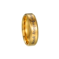 Polished gold stainless steel ring engraved with Keep Fucking Going script text detail - US 6 / Gold