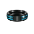 Anillo de hombre de acero negro con doble incrustación paralela de opalo azul - US 8 / VACÍO