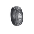 Vintage oxidized titanium steel Evil Eye ring with antique silver finish for men - Size 6 / Antique Silver