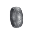 Anello vintage in acciaio al titanio grigio con incisione battito cardiaco e finitura opaca - US 6 / Argento Antico