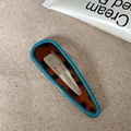 Blue leopard wave cloud wave BB hair clip with brown tortoiseshell texture for girls - Hollow Teardrop