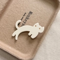 Simpatica molletta per capelli a gatto in acetato beige su carta kraft da donna - Bianco Sporco