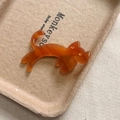 Fermaglio per capelli a gatto in acetato ambrato con motivo tartarugato su stoffa - Marrone