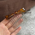 Elegant tortoiseshell pattern bow hair comb with ten metal teeth for woman hairstyling - Blue Brown Gradient