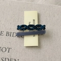 Detailansicht der Acetat-Haarspangen in Blau und Lila auf einer Display-Karte aus Papier - Grün