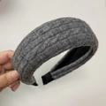 Detailed texture of dark grey cable knit headband with non-slip black inner lining - Grey Headband