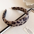 Maillard brown leopard print padded headband with soft fabric and high top volume - Coffee Green Headband