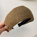 Brauner Mohair Breit gepolsterter Haarreif mit dickem Plüschstoff für Damen im Winter - Hellkaffee