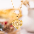 Collar de corazón dorado con rosas y colgante letra 'L' con cristales brillantes - Oro L