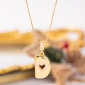 Goldene Bubble Buchstabe D Halskette mit rosa Herz und Zirkonia für Damen - Kettenlänge 45+5cm / Buchstabe D(D)