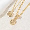 Collana dorata con ciondolo lettera O in cristalli baguette e catena maglia Figaro - Lettera O