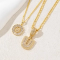 Set di collane dorate con ciondolo lettera U e cristalli di zircone taglio baguette - Lettera U