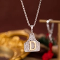 Collier vintage avec pendentif lettre D bicolore argent et or aux détails filigranes - Lettre D