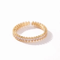 Eleganter vergoldeter offener Ring mit funkelnden weißen Zirkonsteinen für Damen - Gold