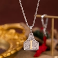 Collier vintage de style western avec pendentif bouclier gravé et lettre I dorée - Lettre I