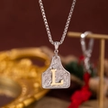 Collier vintage en argent avec pendentif bouclier, lettre L dorée et chaîne - Lettre L