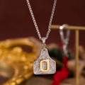 Collier bouclier rétro avec gravure florale et pendentif lettre O dorée - Lettre O