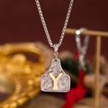 Collier à pendentif argenté rétro avec volutes vintage et lettre Y dorée détaillée - Lettre Y