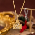 Elegante collana in rame placcato oro con pendente lettera Z e rilievo floreale vintage - Oro Z
