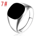 Gepolijste zilveren zegelring met een minimalistisch vierkant zwart vlak - 7# / Zilver