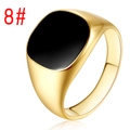 Gepolijste gouden zegelring voor heren met vierkante zwarte emaille inleg, maat 8 - 8# / Goud