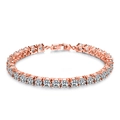 Detail of rose gold tennis bracelet with round-cut zircons and secure folding clasp - Rose Gold