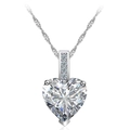 Elegante Halskette mit herzförmigem Zirkonia-Anhänger und funkelnder Wasserwellenkette in Silber - Weiß