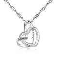 Silver textured heart pendant necklace for mom with I LOVE YOU engraved detail - White