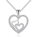 Elegante zilveren hartketting met zirkonia hangers en een gepolijste schakelketting - Wit